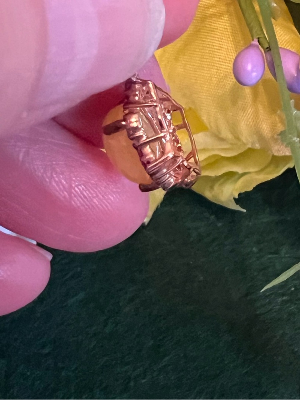 10k Solid Rose Gold Ethiopian Opal with Genuine Diamond and Ruby Halo Pendant - Picture 7 of 16